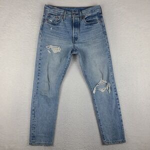 Levi's Premium Jeans Womens 29x28 501 Skinny Button Fly Waterless Light Wash *